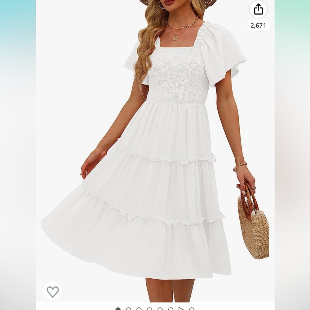 White Amazon midi dress, size medium